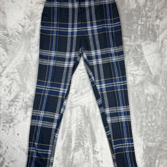 Free People Carnaby Plaid Pants in Blue Combo Size 4 - Picture 3 of 10